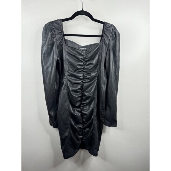 Generation Love Estelle Ruched Black Vegan Leather Mini Dress Size M NWT Fitted - Picture 4 of 6